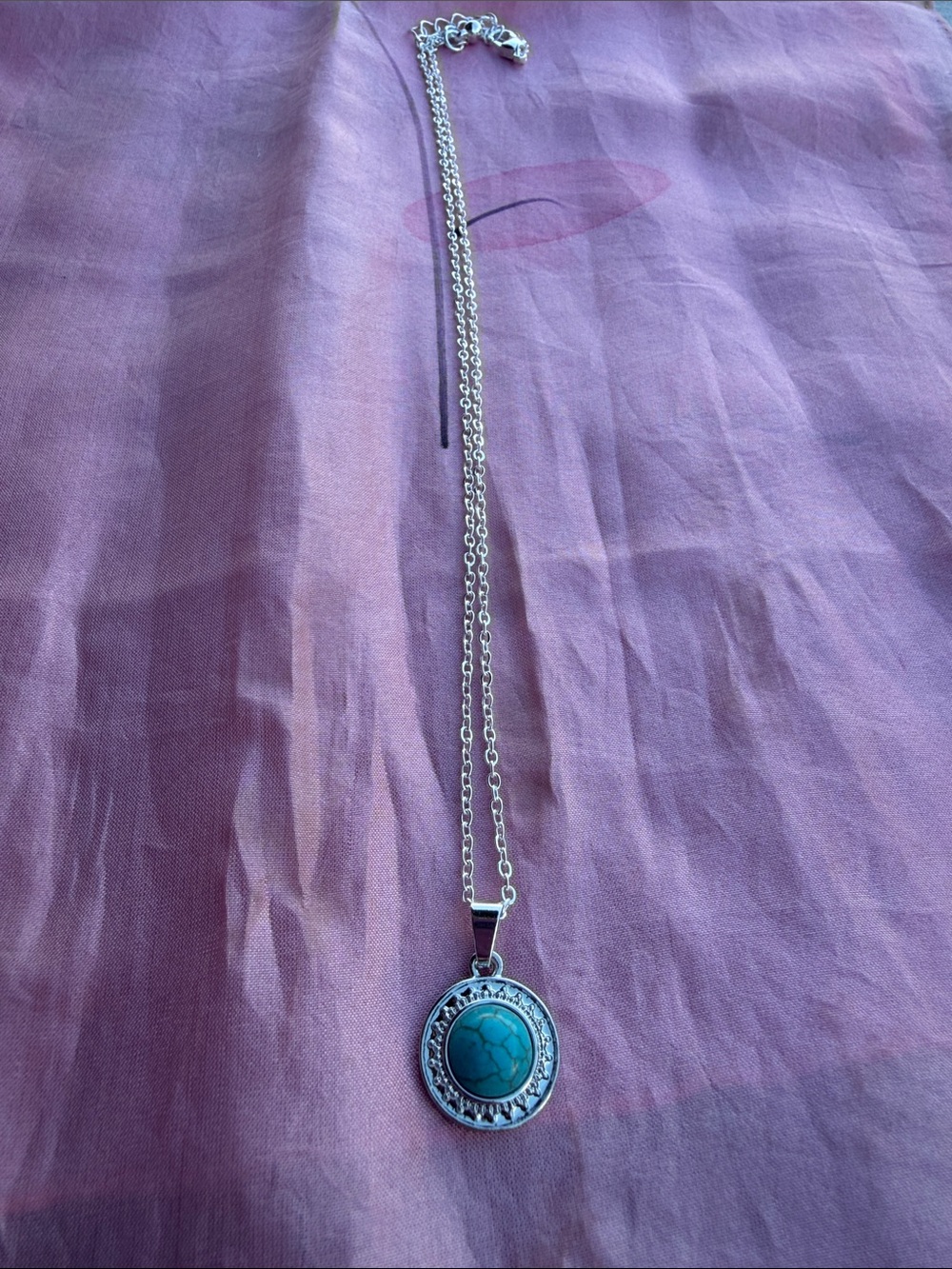 20” Silver Necklace with Turquoise Pendant - Women Jewelry 10 for $10 Bundle